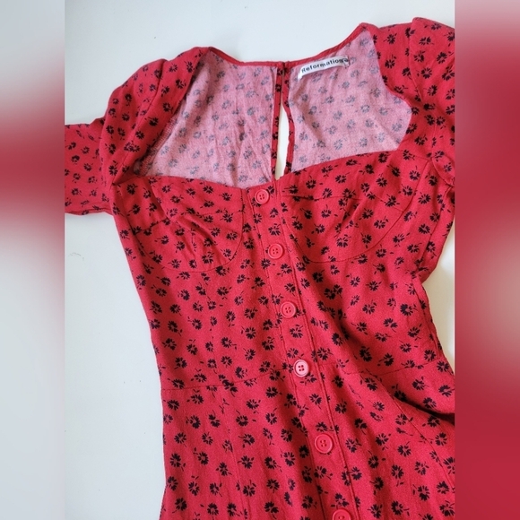 Reformation Milla Dress in Red and Black Size 0 - Picture 12 of 15